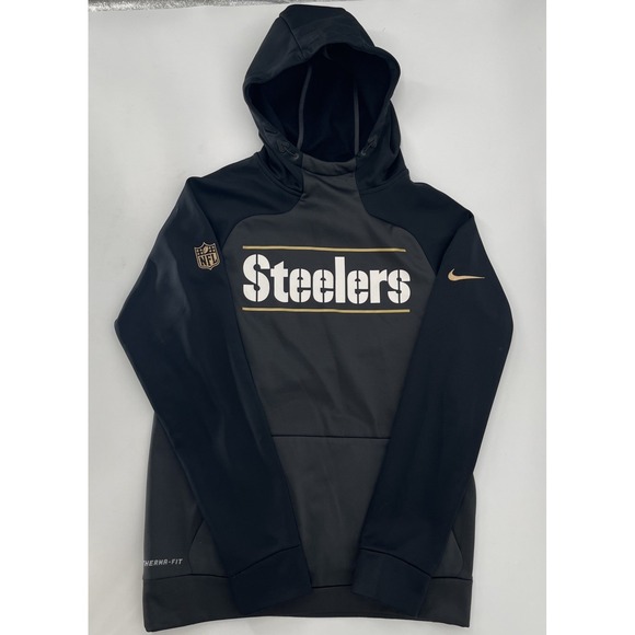 Nike Tops - Pittsburgh Steelers Nike Therma Fit NFL On Field Apparel Black Gray Hoodie Small